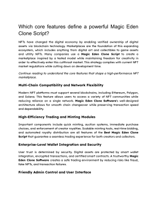 Which core features define a powerful Magic Eden Clone Script?