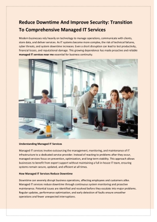 Reduce Downtime And Improve Security Transition To Comprehensive Managed IT Services