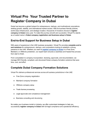 Register Company in Dubai Today