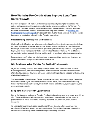 How Workday Pro Certifications Improve Long-Term Career Growth