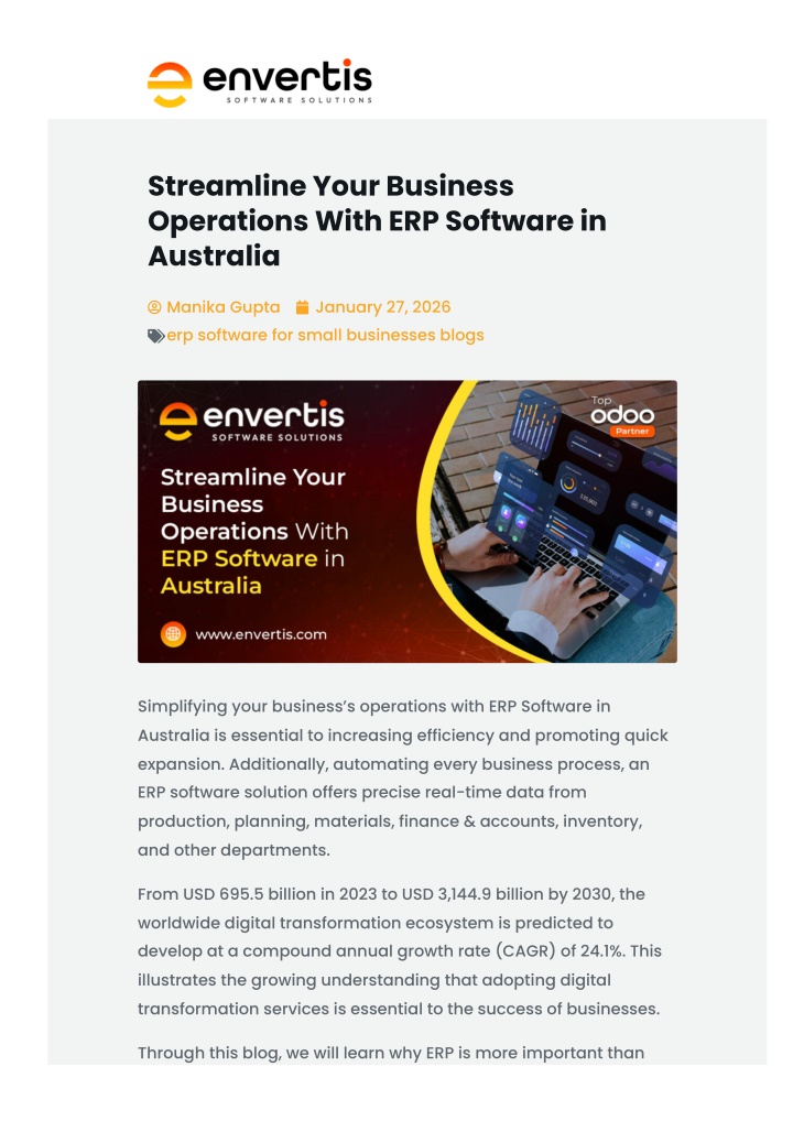 PPT - Streamline Your Business Operations With ERP Software in ...