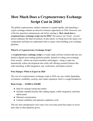 PPT - How Much Does a Cryptocurrency Exchange Script Cost in 2026 ...