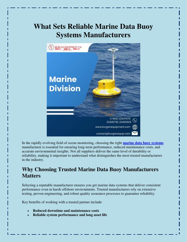 PPT - What Sets Reliable Marine Data Buoy Systems Manufacturers ...