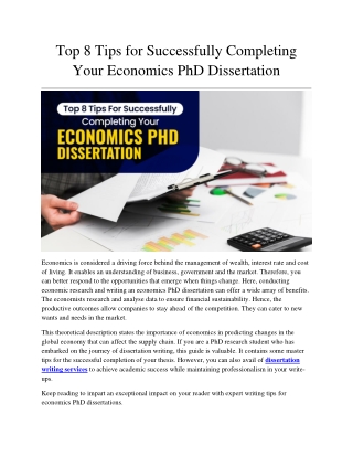 Top 8 Tips for Successfully Completing Your Economics PhD Dissertation