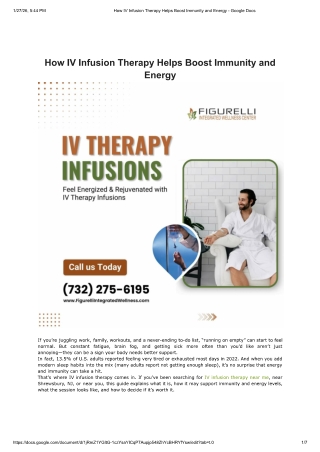 How IV Infusion Therapy Helps Boost Immunity and Energy