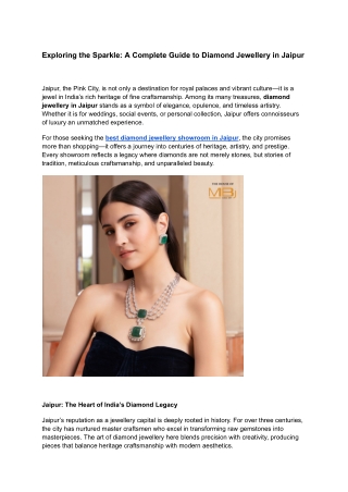 Exploring the Sparkle: A Complete Guide to Diamond Jewellery in Jaipur
