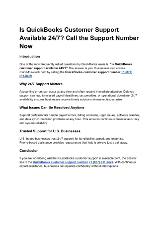 Is QuickBooks Customer Support Available 24_7_ Call the Support Number Now