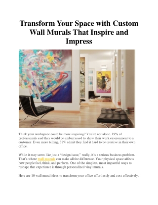 Transform Your Space with Custom Wall Murals That Inspire and Impress