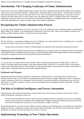 Efficient Claims Administration: Leveraging Artificial Intelligence and Process