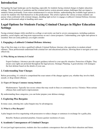 Legal Options for Students Facing Criminal Charges in Higher Education Settings
