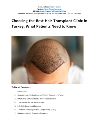 Choosing the Best Hair Transplant Clinic in Turkey: What Patients Need to Know