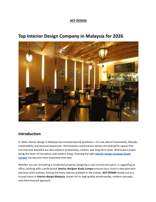 Top Interior Design Company in Malaysia for 2026