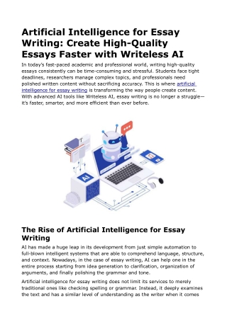 Artificial Intelligence for Essay Writing_ Create High-Quality Essays Faster with Writeless AI