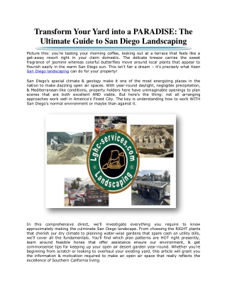 Transform Your Yard into a PARADISE: The Ultimate Guide to San Diego Landscaping