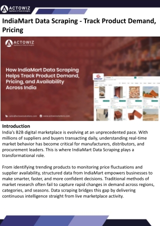 IndiaMart Data Scraping - Track Product Demand, Pricing