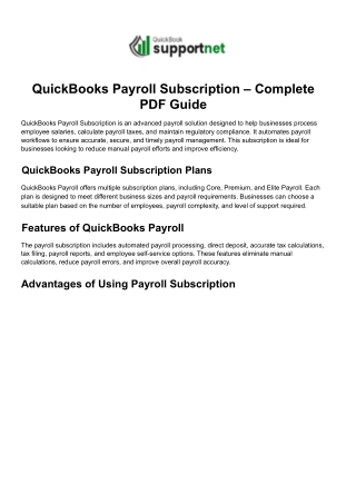 QuickBooks Payroll Subscription: Features, Benefits, Plans & Common Issues