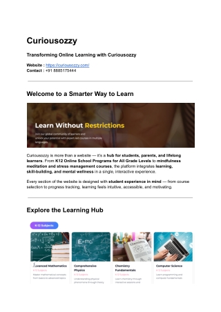 Curiousozzy - Online Learning Platform