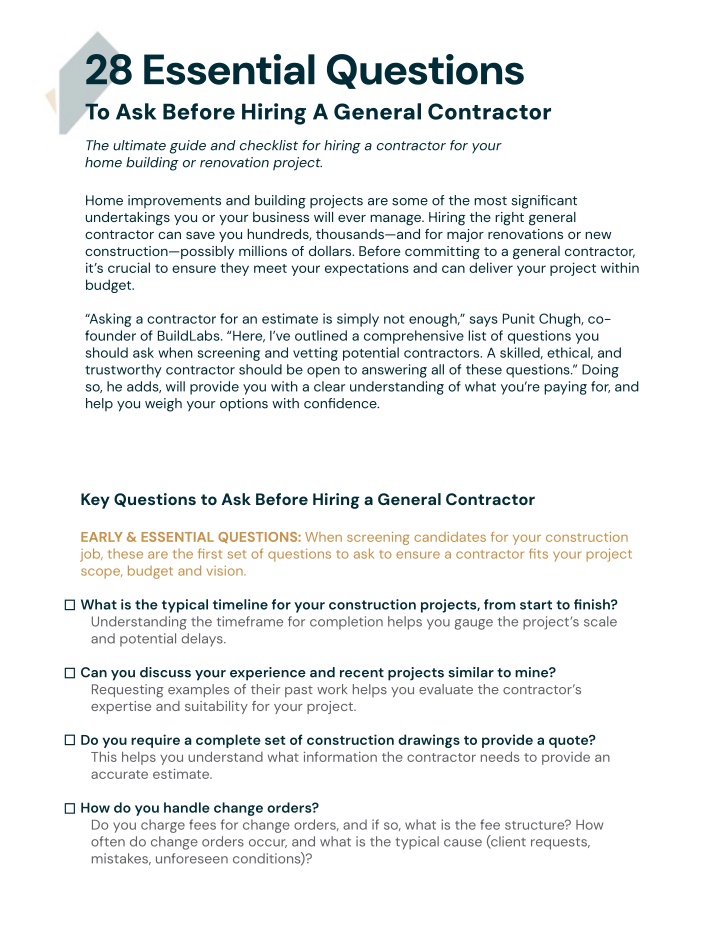 PPT - 28 Essential Questions To Ask Before Hiring A General Contractor ...
