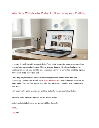 Why Static Websites Are Perfect for Showcasing Your Portfolio
