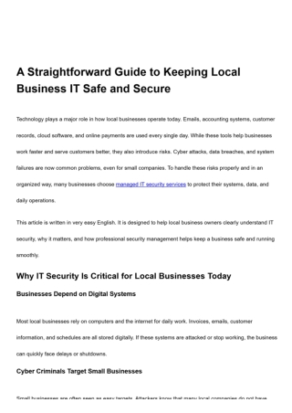 A Straightforward Guide to Keeping Local Business IT Safe and Secure
