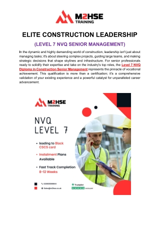 Level 7 NVQ Construction Senior Management Diploma | Elite Leadership
