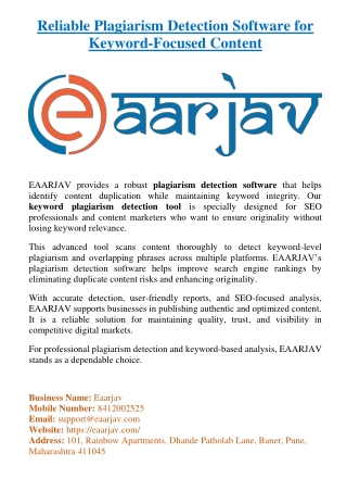 Reliable Plagiarism Detection Software for Keyword