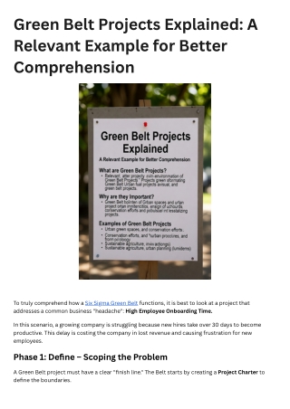 Green Belt Projects Explained: A Relevant Example for Better Comprehension