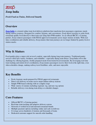 Zoop India – A Complete Guide to Fresh and Hygienic Food Delivery on Trains