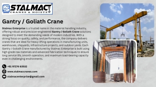 Single Girder EOT Crane Supplier in India