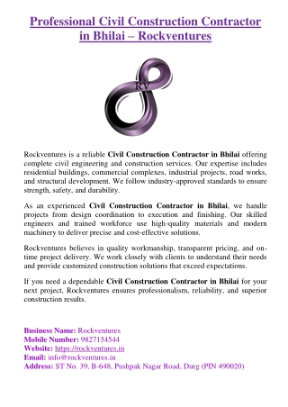 Professional Civil Construction Contractor in Bhilai
