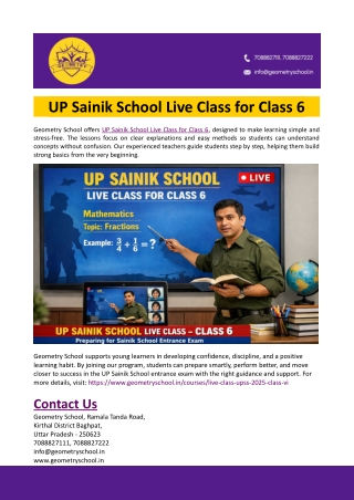UP Sainik School Live Class for Class 6