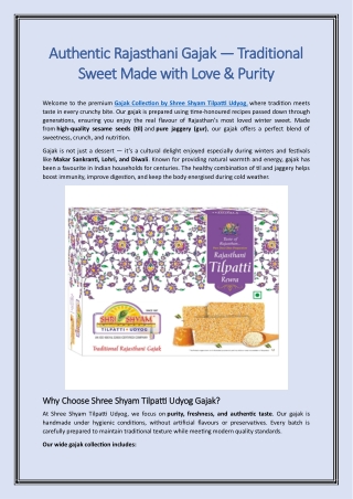 Authentic Rajasthani Gajak — Traditional Sweet Made with Love & Purity