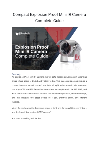 Compact Explosion Proof Mini IR Camera Complete Guide