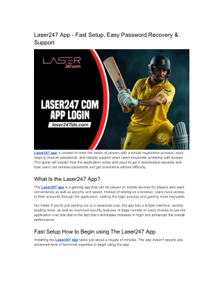Laser247 App - Fast Setup, Easy Password Recovery & Support