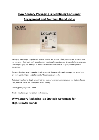 How Sensory Packaging is Redefining Consumer Engagement and Premium Brand Value
