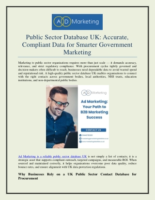 Public Sector Database UK Accurate, Compliant Data for Smarter Government Marketing