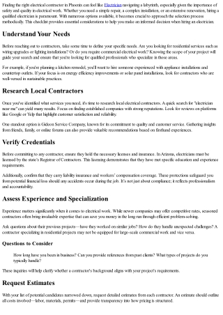 The Ultimate Checklist Before Hiring an Electrical Contractor in Phoenix