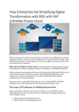 How Enterprises Are Simplifying Transformation with RISE with SAP S4HANA Private Cloud