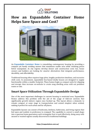 How an Expandable Container Home Helps Save Space and Cost