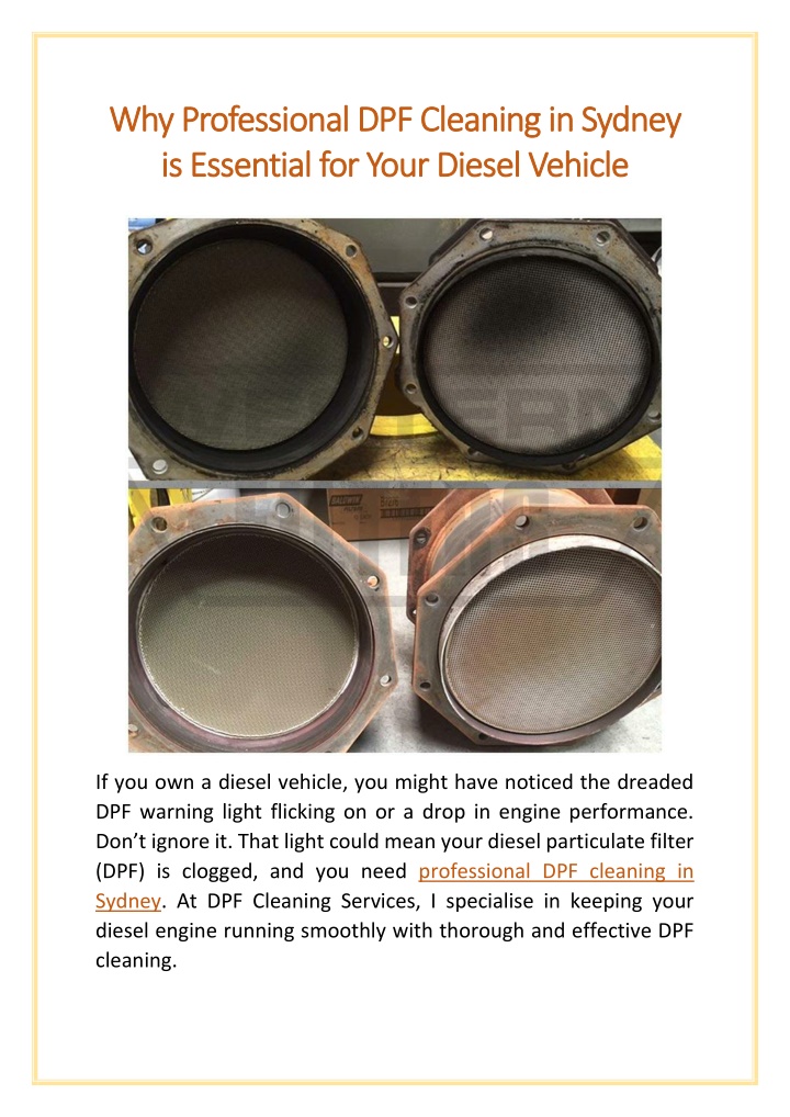 PPT - Why Professional DPF Cleaning in Sydney is Essential for Your ...