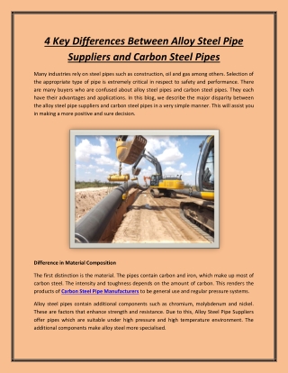 4 Key Differences Between Alloy Steel Pipe Suppliers and Carbon Steel Pipes