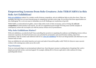 Empowering Lessons from Solo Creators_ Join TERAVARNA in this Solo Art Exhibition