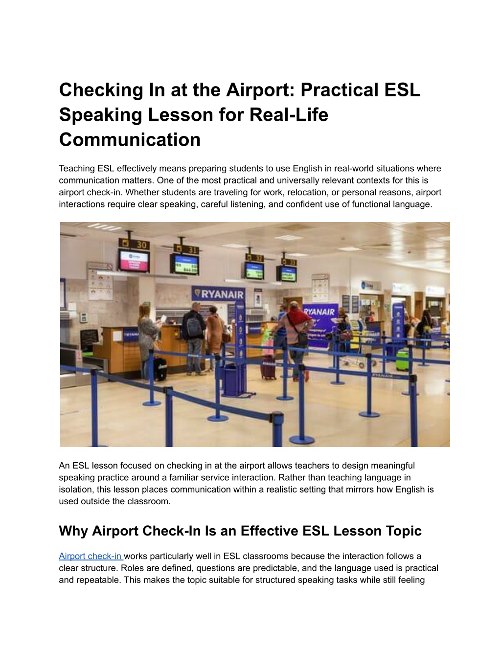 Practical Help Check In PPT - Checking In at the Airport_ Practical ESL Speaking Lesson for ...
