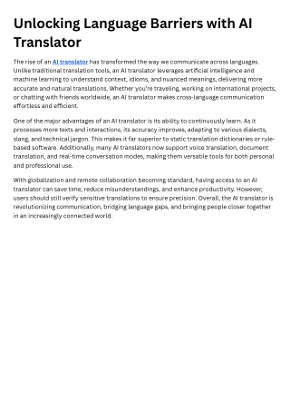 AI Translator – Breaking Language Barriers with Smart Technology
