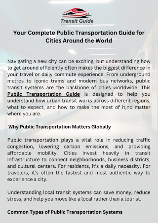 Your Complete Public Transportation Guide for Cities Around the World