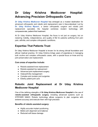 Dr Uday Krishna Medicover Hospital