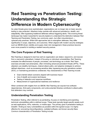 Red Teaming vs Penetration Testing_ Understanding the Strategic Difference in Modern Cybersecurity