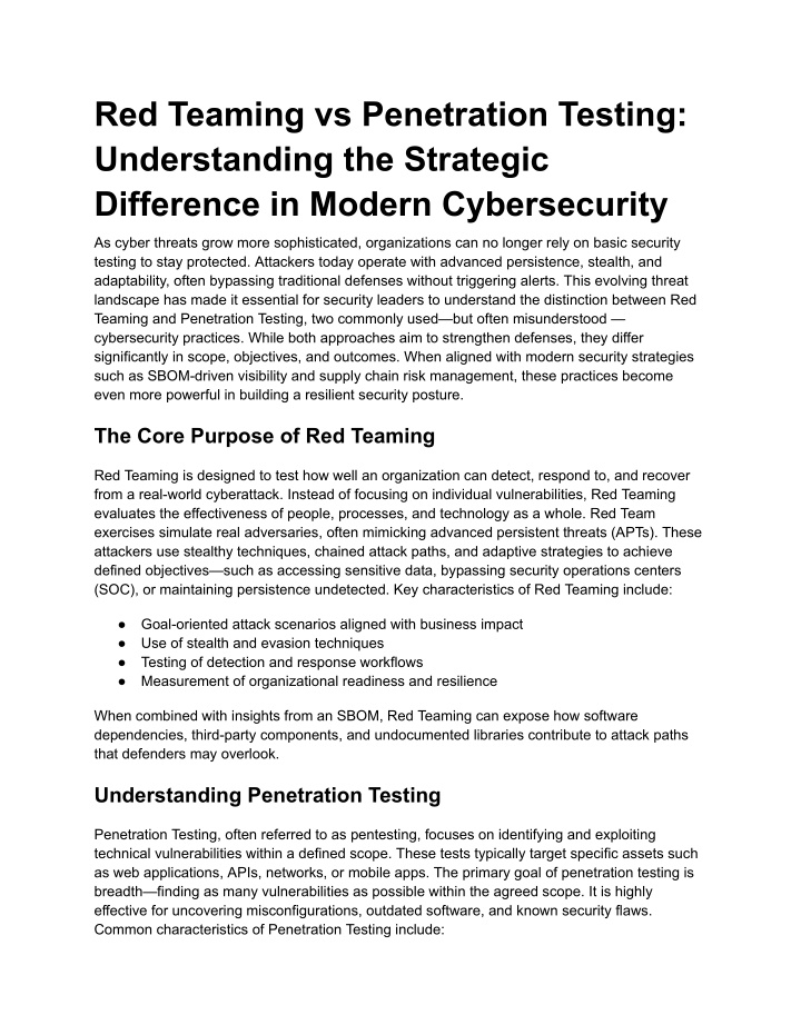 PPT - Red Teaming vs Penetration Testing_ Understanding the Strategic ...