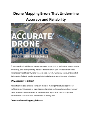 Drone Mapping Errors That Undermine Accuracy and Reliability