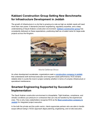 Kabbani Construction Group Setting New Benchmarks for Infrastructure Development in Jeddah